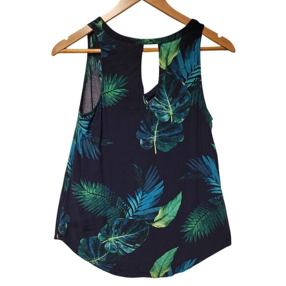 Tropical Leaf Print Tank Top Summer Vacation Beachy Coastal Resort Cruise Sz XS - Picture 2 of 6